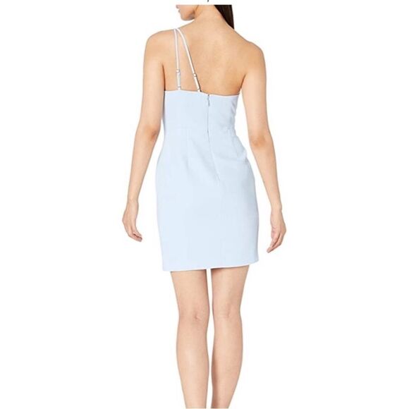 NWT BCBG MAX AZRIA BABY BLUE ASYMMETRICAL CUTOUT MINI DRESS SZ 10 - Picture 4 of 4